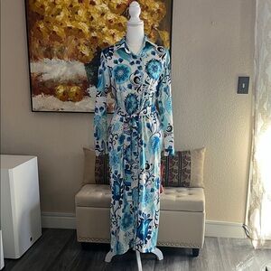 Floral Blue and White Linda Dress